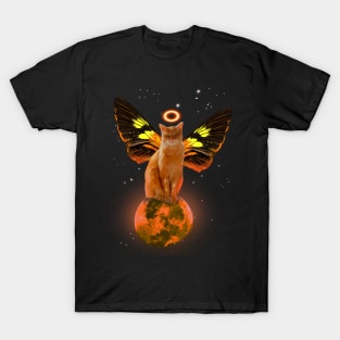 Cat in galaxy riding moon T-Shirt